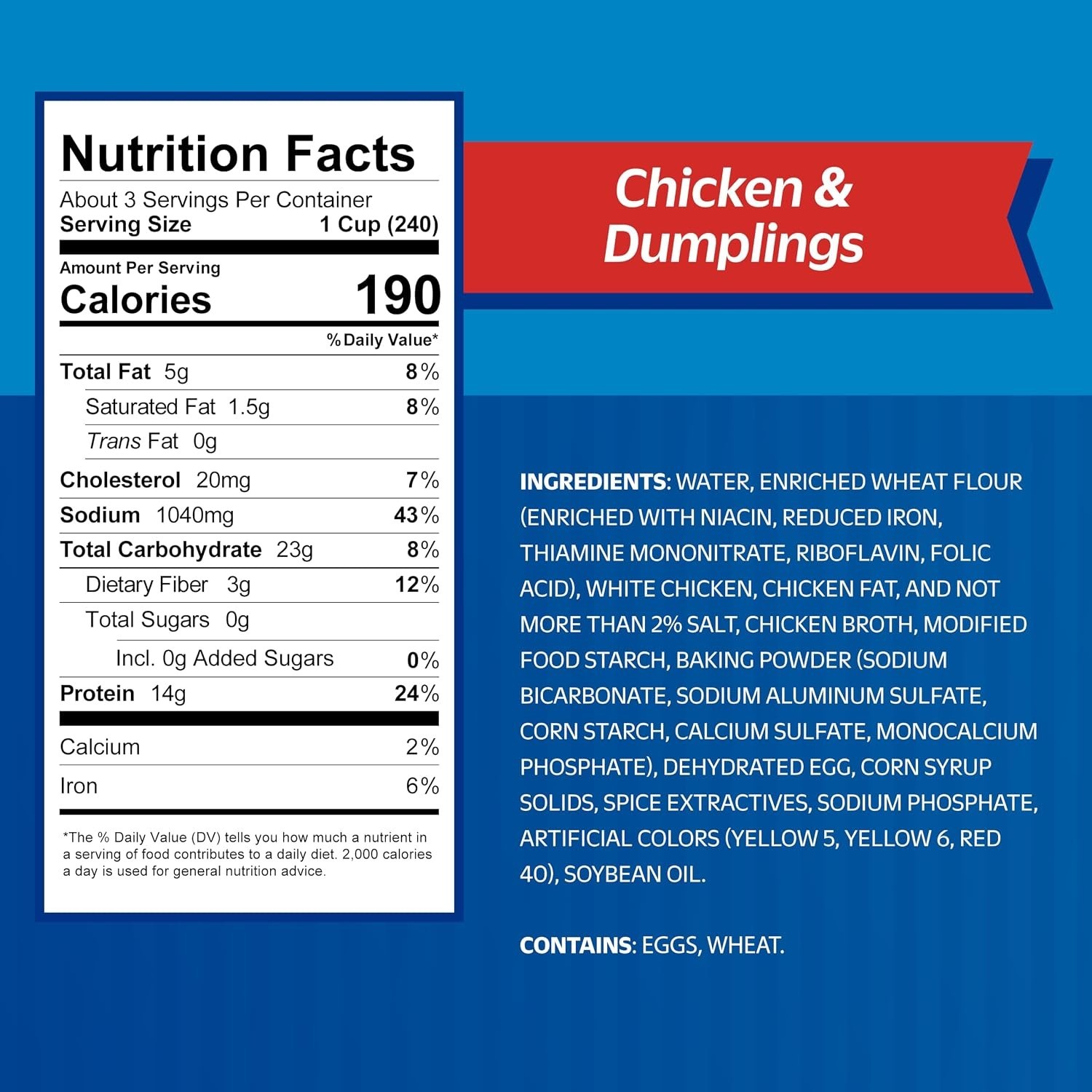 Southern Style Chicken & Dumplings – 5 Pack of 24 oz Cans – Ready-to-Eat Meal