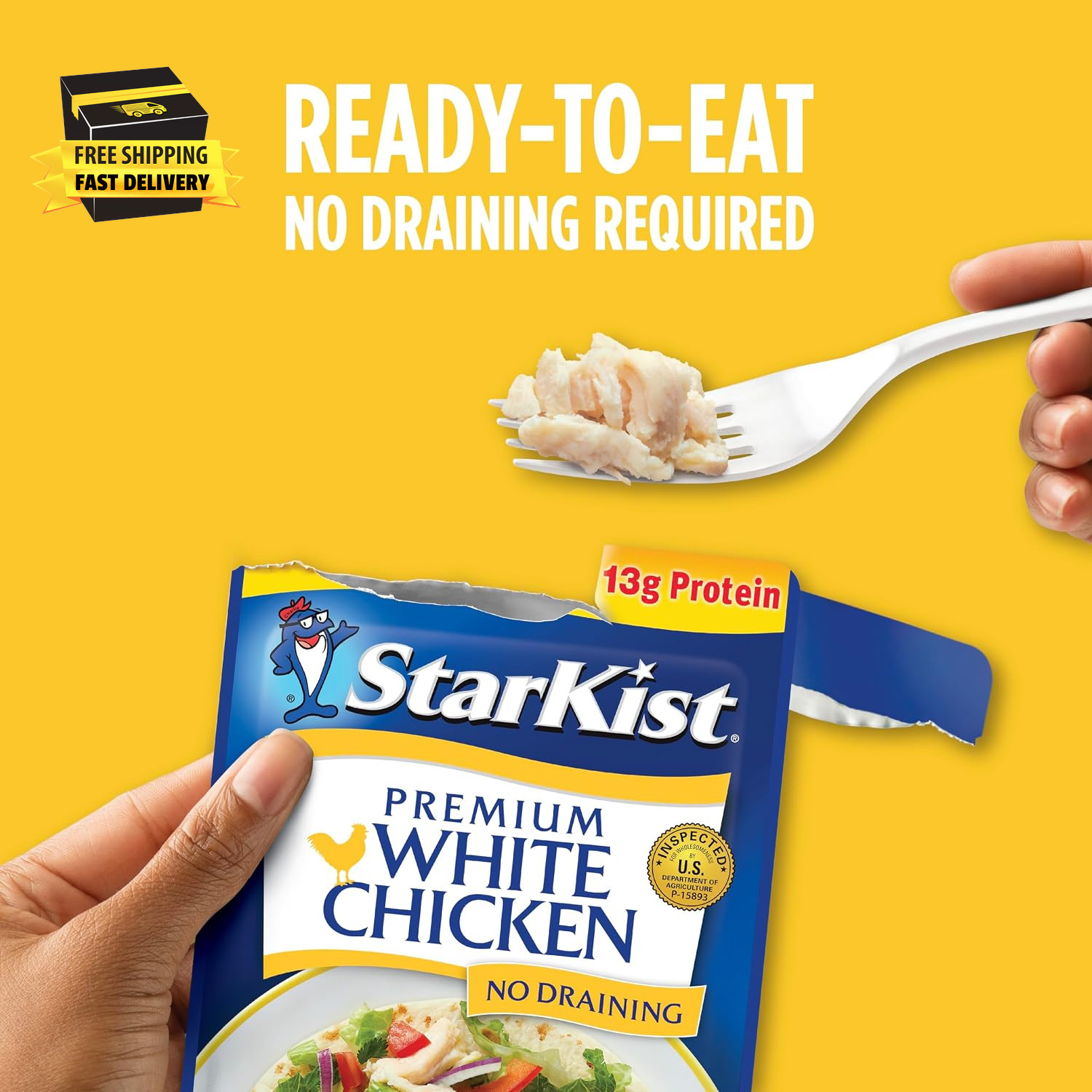 Premium White Chicken – 2.6 Oz Pouch (Pack of 1) ⭐️⭐️⭐️⭐️⭐️