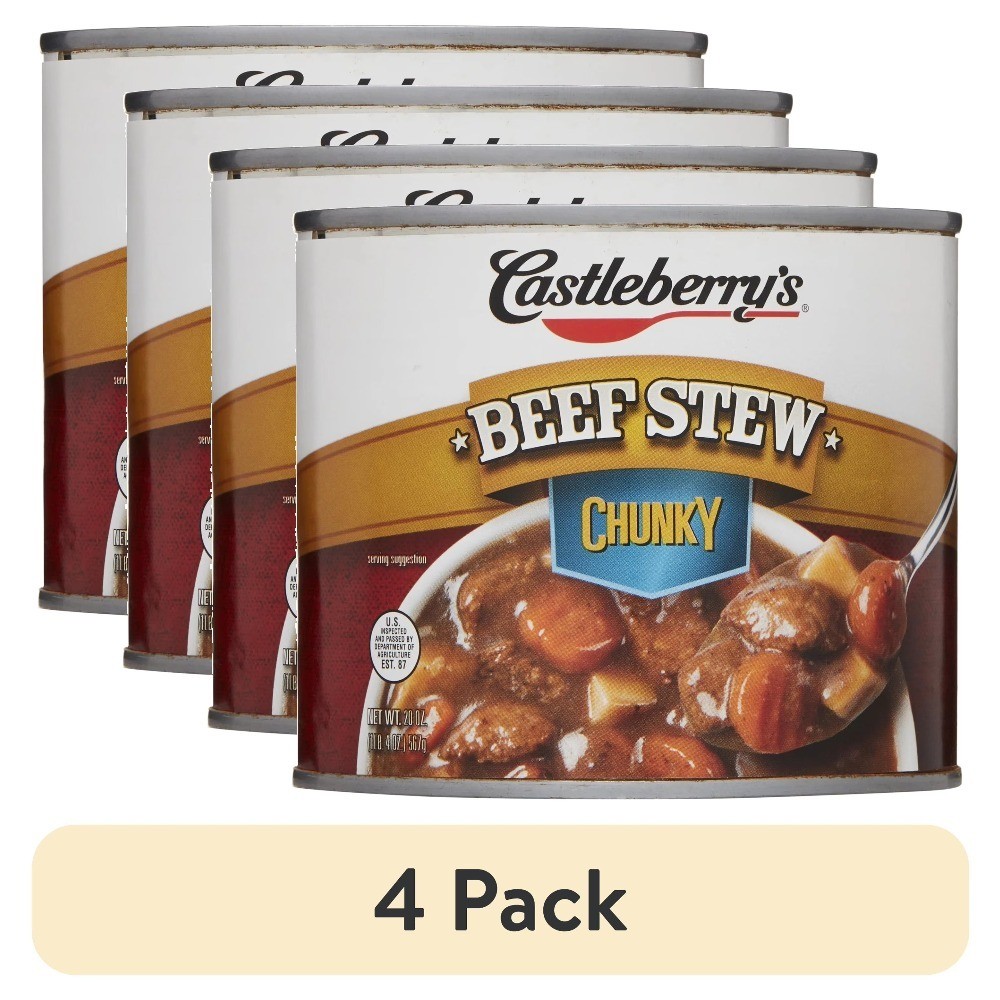 Hearty Chunky Beef Stew, 20 oz Can, Heat & Serve Comfort Meal, 4-Pack