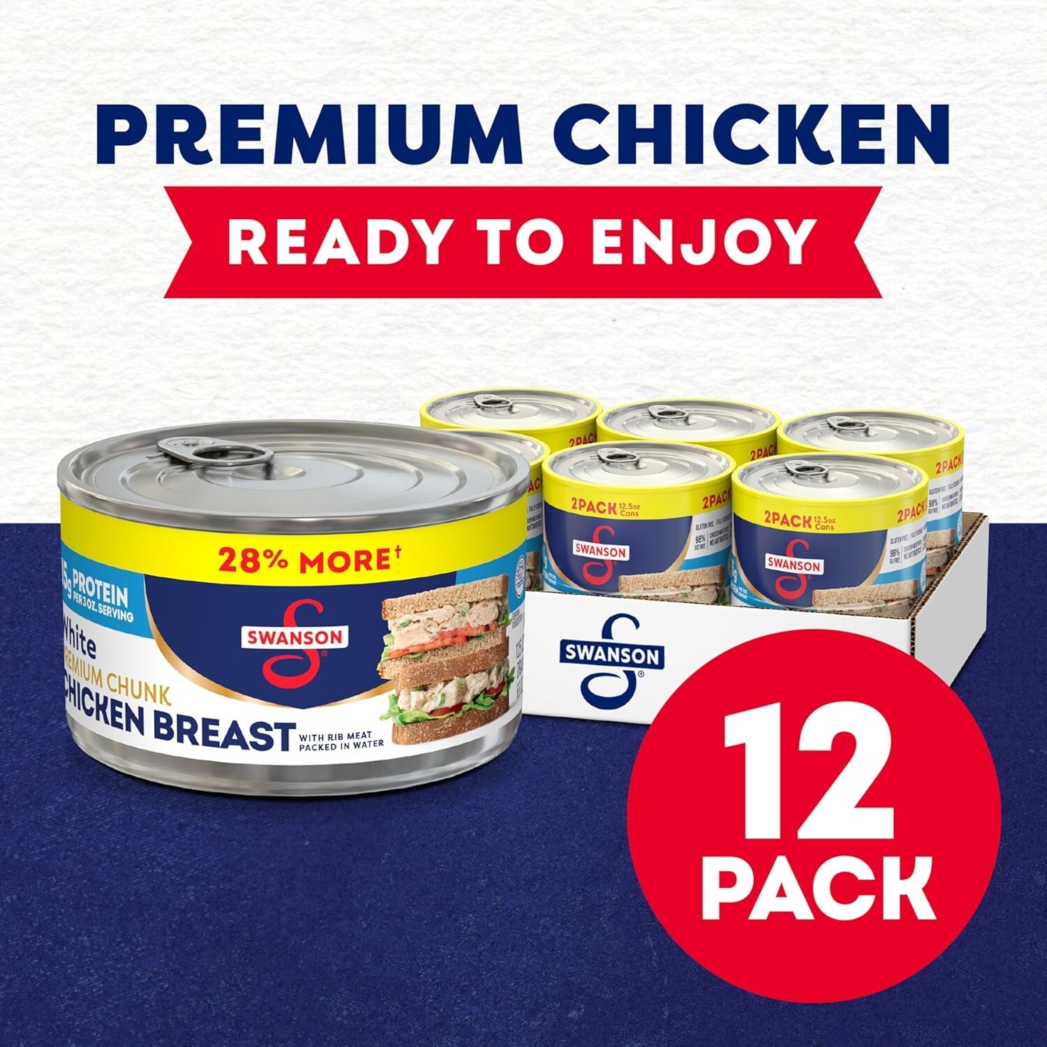 Swanson Chunk Canned Chicken Breast – 12.5 oz, Ready-to-Eat Convenience