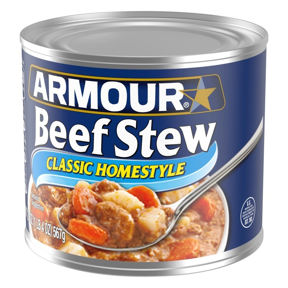 Classic Homestyle Beef Stew Canned Food 20 oz Can 4 Pack High Protein 13g Per