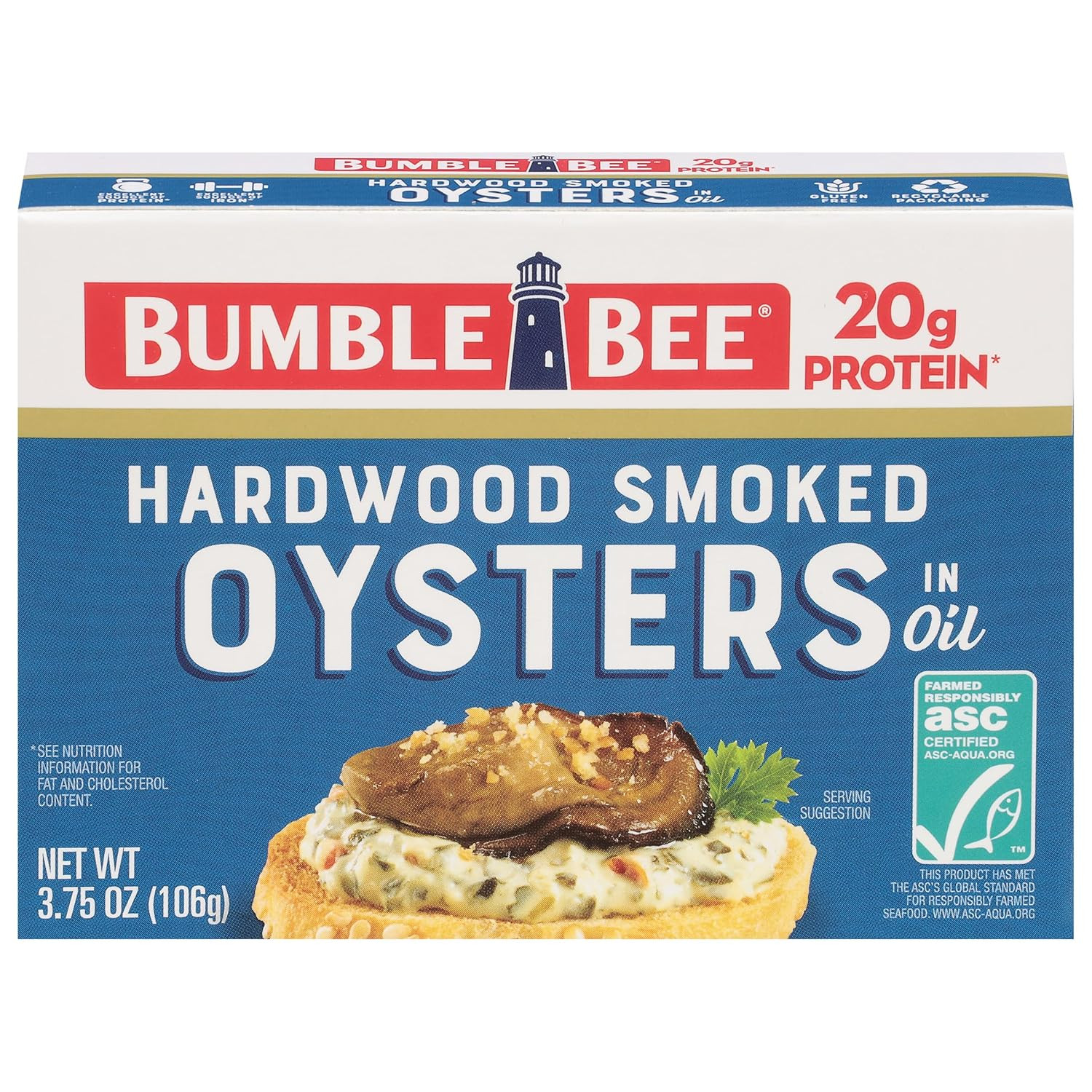 Canned Hardwood Smoked Oysters, 3.75 Oz Cans (Pack of 12) – Ready to Eat – 20G P