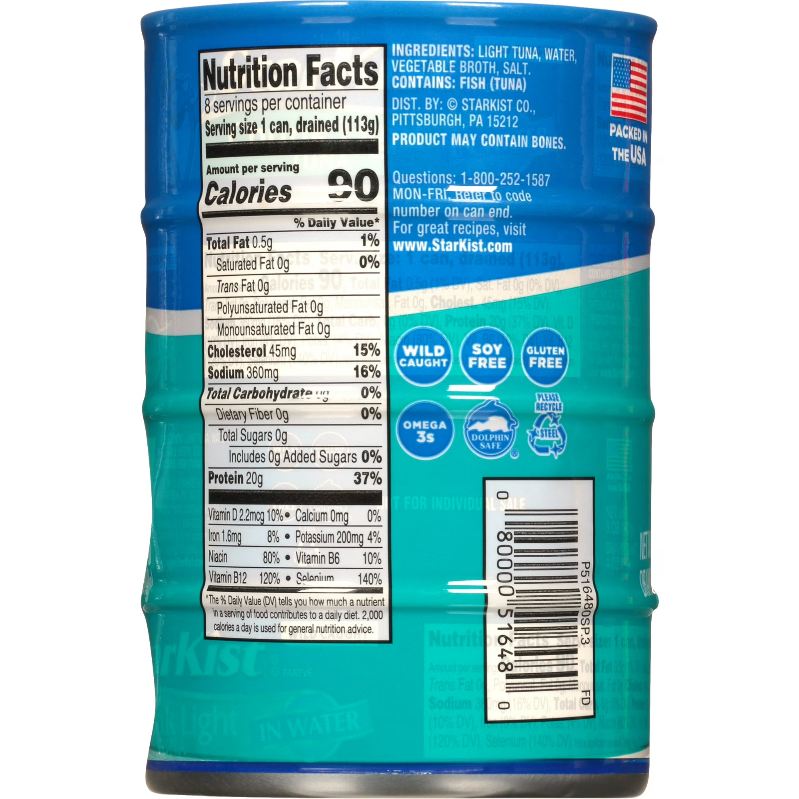 Share StarKist Chunk Light Tuna in Water, 5 oz, 8 Cans pack of 2