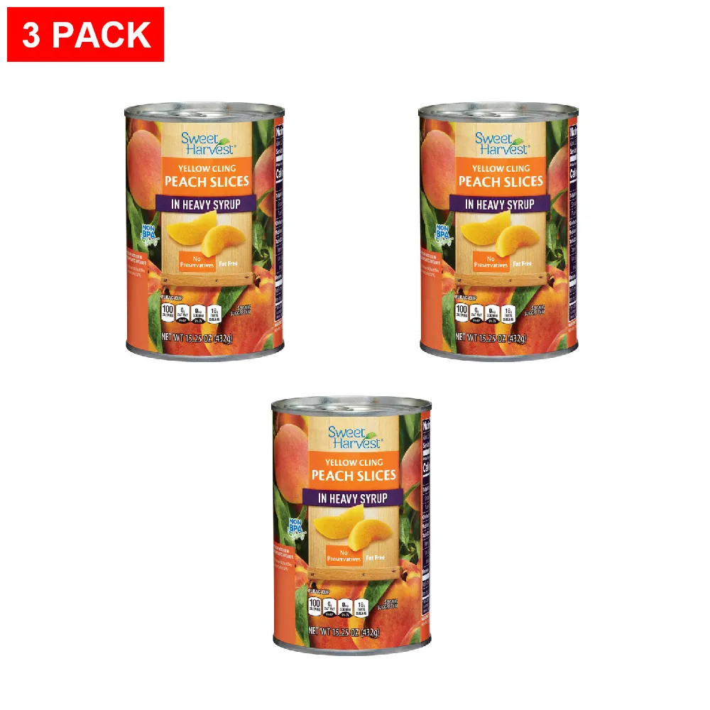 Sweet Harvest Peach Slices in Heavy Syrup, 15.25 oz – Pack of 3