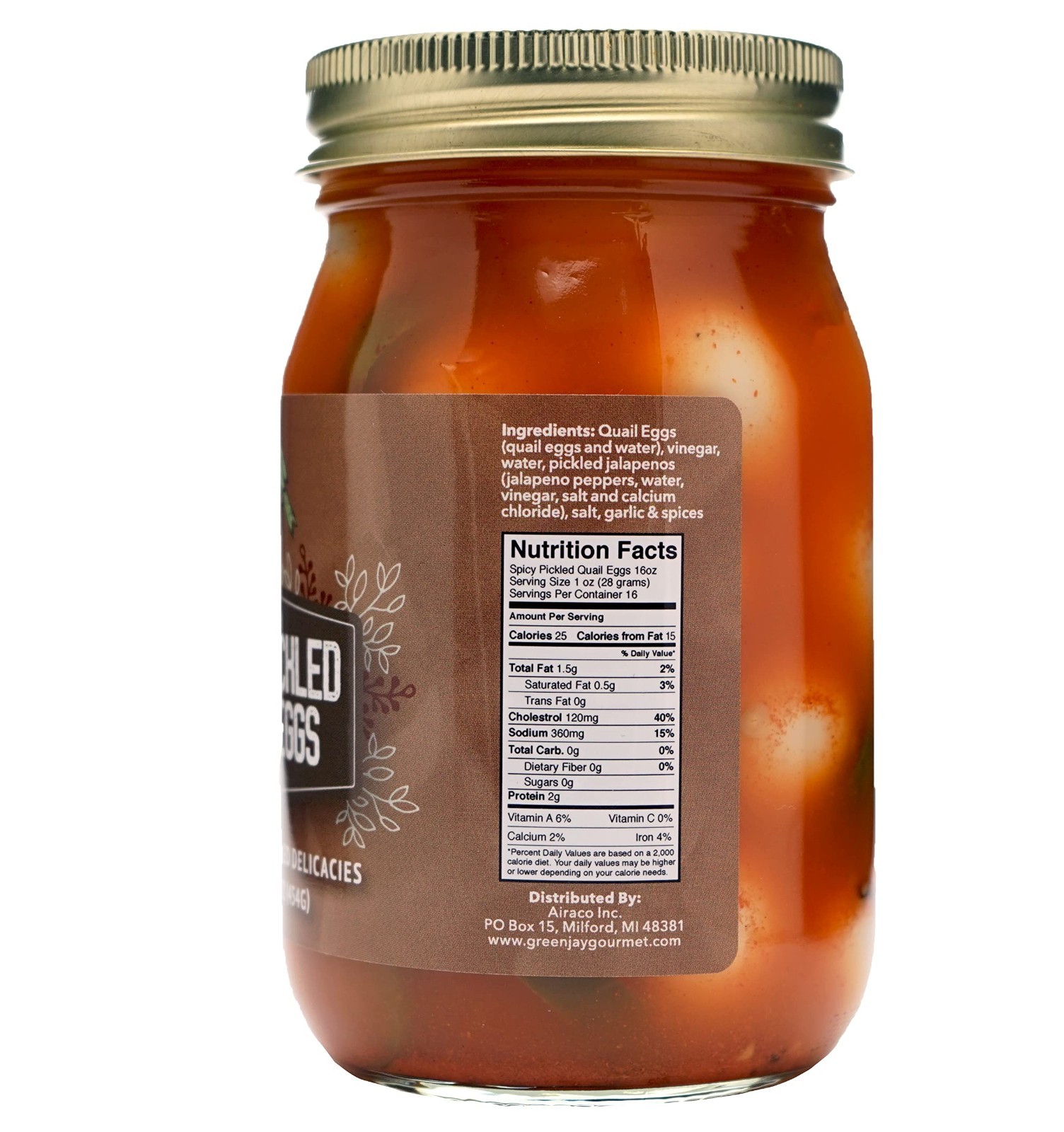 Spicy Pickled Quail Eggs in Jar – Gourmet Fresh Handcrafted – 2 x 16oz Jars