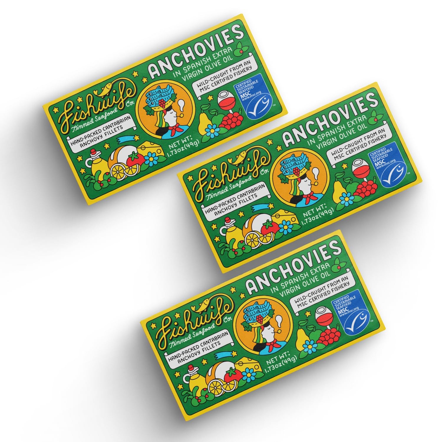 Fishwife Cantabrian Anchovies 3Pack 1.73 Ounce | WildCaught & HandPacked with…