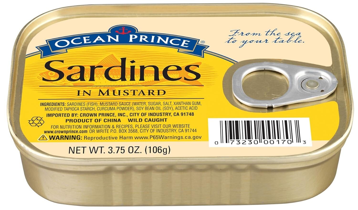 Ocean Prince Sardines in Mustard – 12 Pack of 3.75 oz Cans for Healthy Snacking
