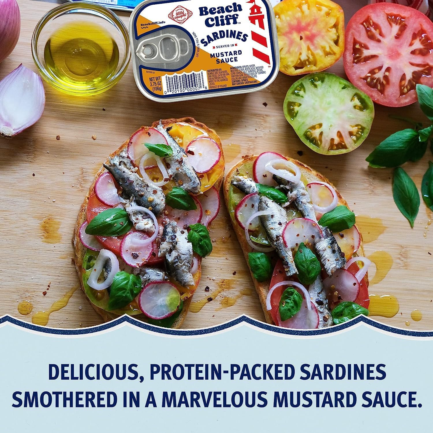Beach Cliff Wild Caught Sardines in Mustard Sauce, 3.75 Oz Can (Pack of 12) – 16