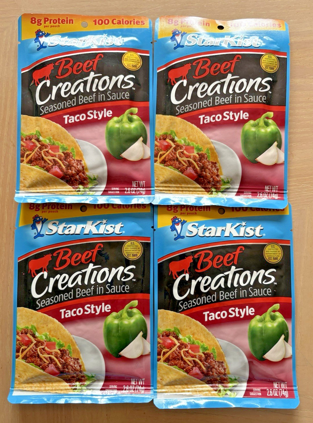 Lot of 4 StarKist Beef Creations Taco Style Package 2.6oz Best Buy 3/20/2027 NIP