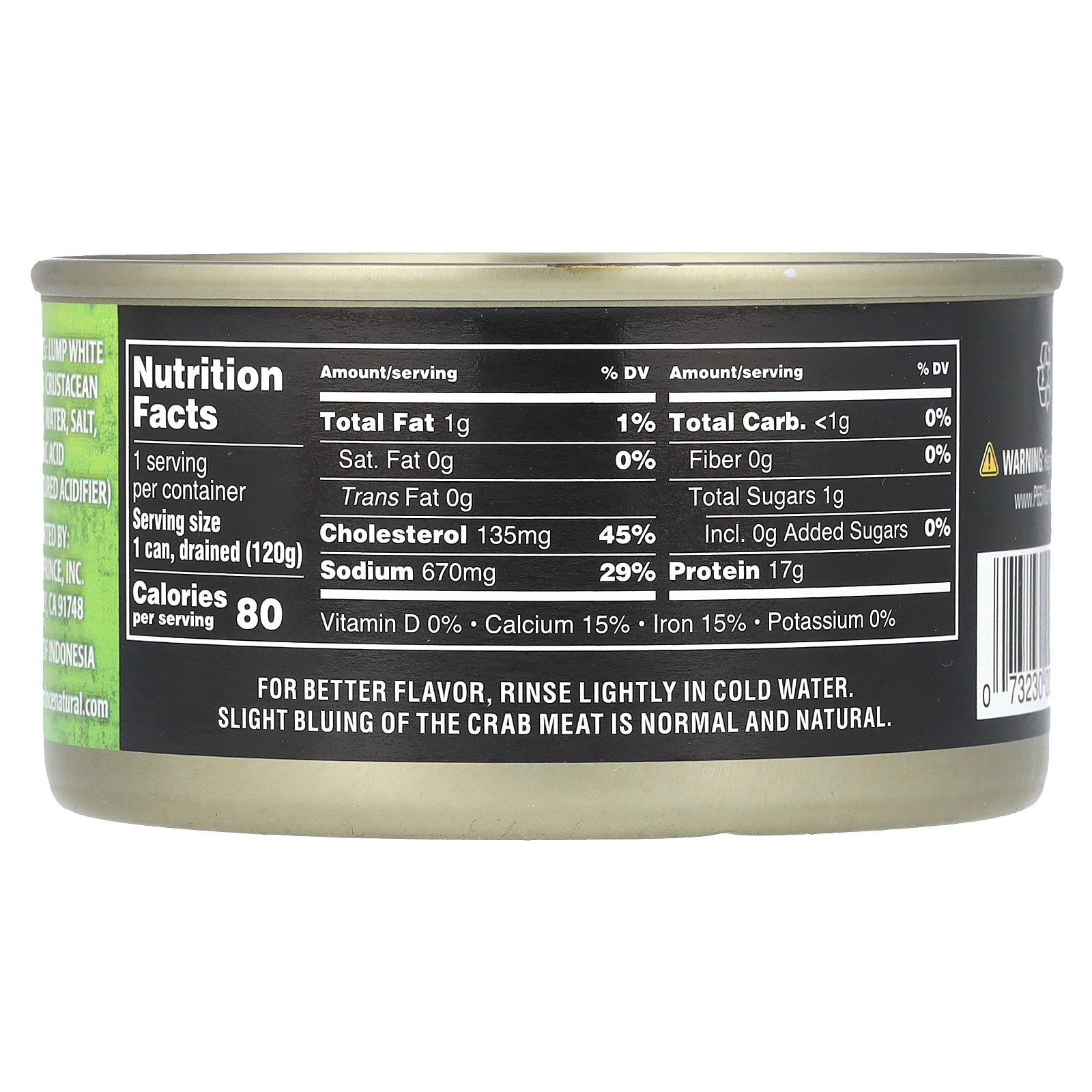 Crown Prince Natural Fancy White-Lump Crab Meat 6 oz 170 g No MSG, Non-GMO,