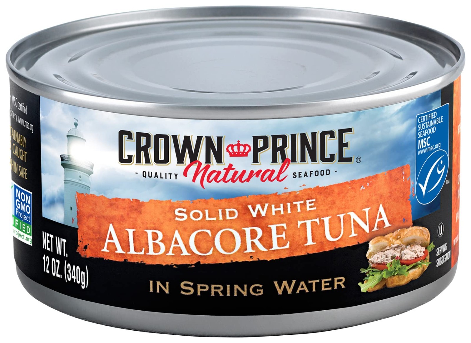 Natural Solid White Albacore Tuna in Spring Water – 12 Cans, High Protein, Low F