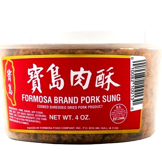 Formosa Brand Pork Sung Cooked Dried Pork Product 4 oz (Pack of 6)~Made In USA