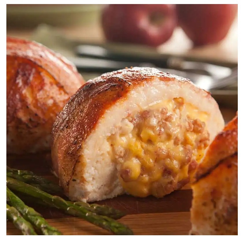 (20) 10 Ounce Bacon Wrapped Bacon Cheddar Stuffed Chicken Breast