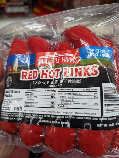 Singletree Farms Red Hot Links 28 Oz (2 Pack)
