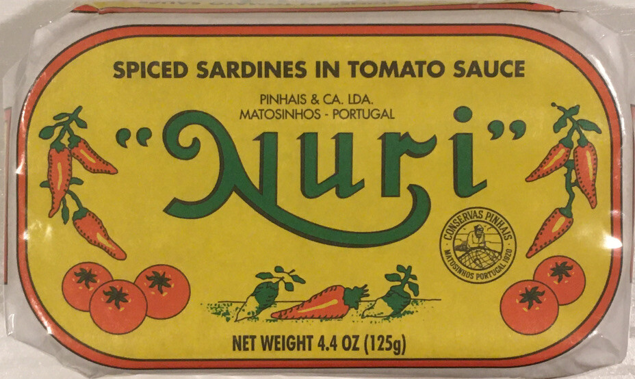 Nuri SPICED PORTUGUESE SARDINES IN TOMATO SAUCE 125g can from Portugal 2-PACK