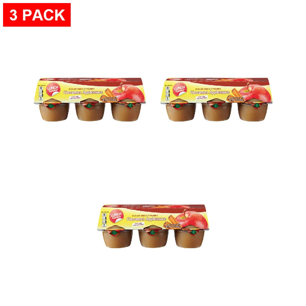 Lunch Buddies Cinnamon Applesauce Cups, 6 count – Pack of 3
