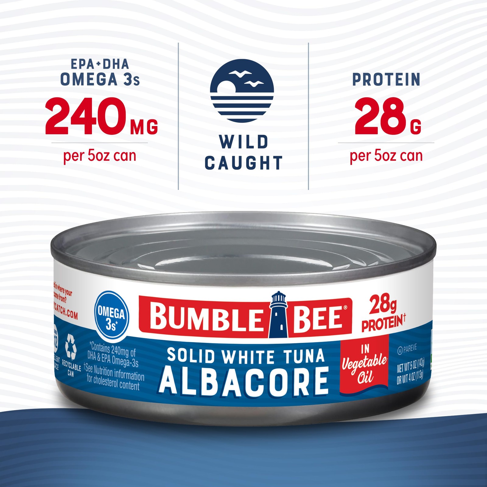 Bumble Bee Solid White Albacore Tuna in Oil, 5 oz Can Pack of 24 Wild Caught…