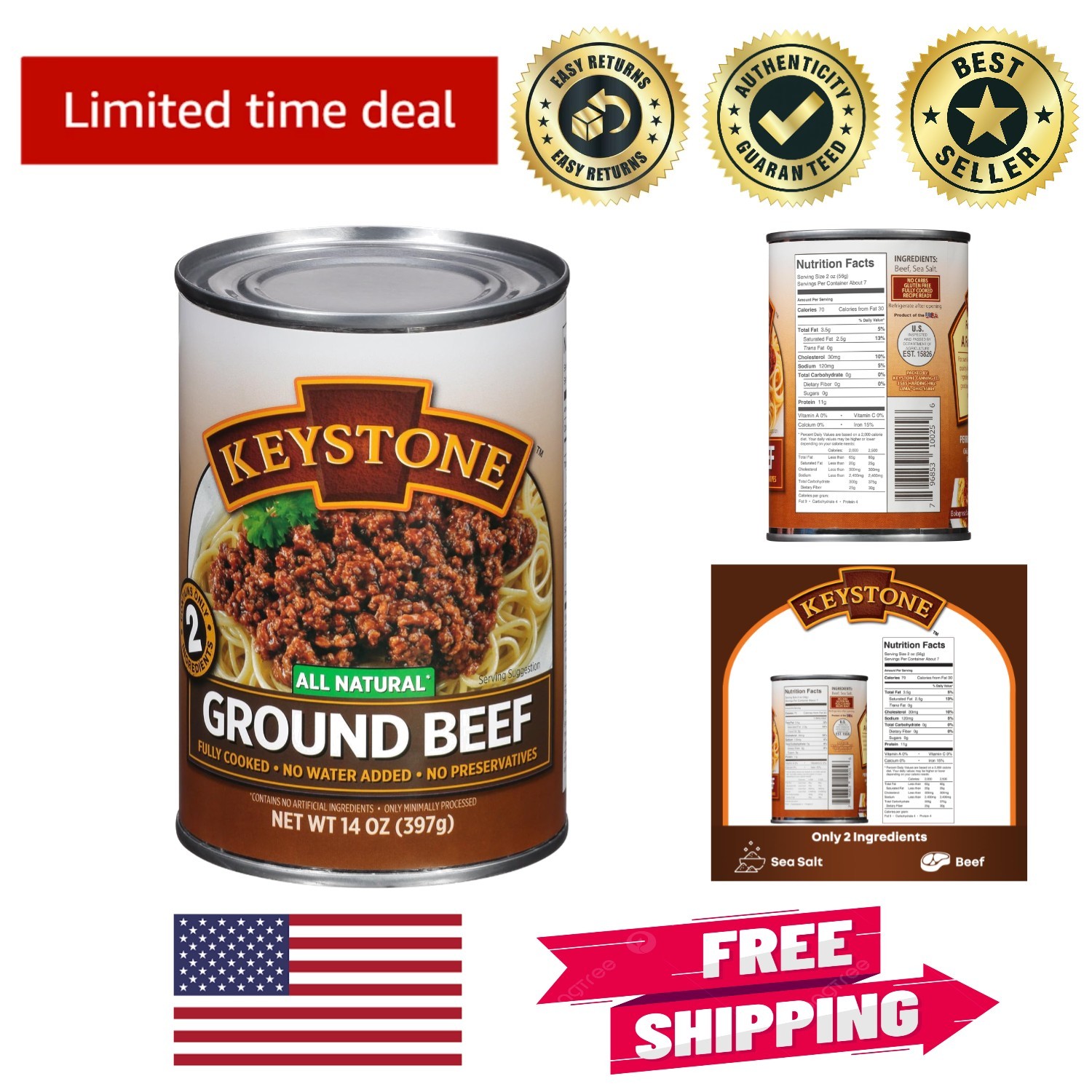 14 Ounce Ground Beef – Long Shelf Life Emergency Food Solution