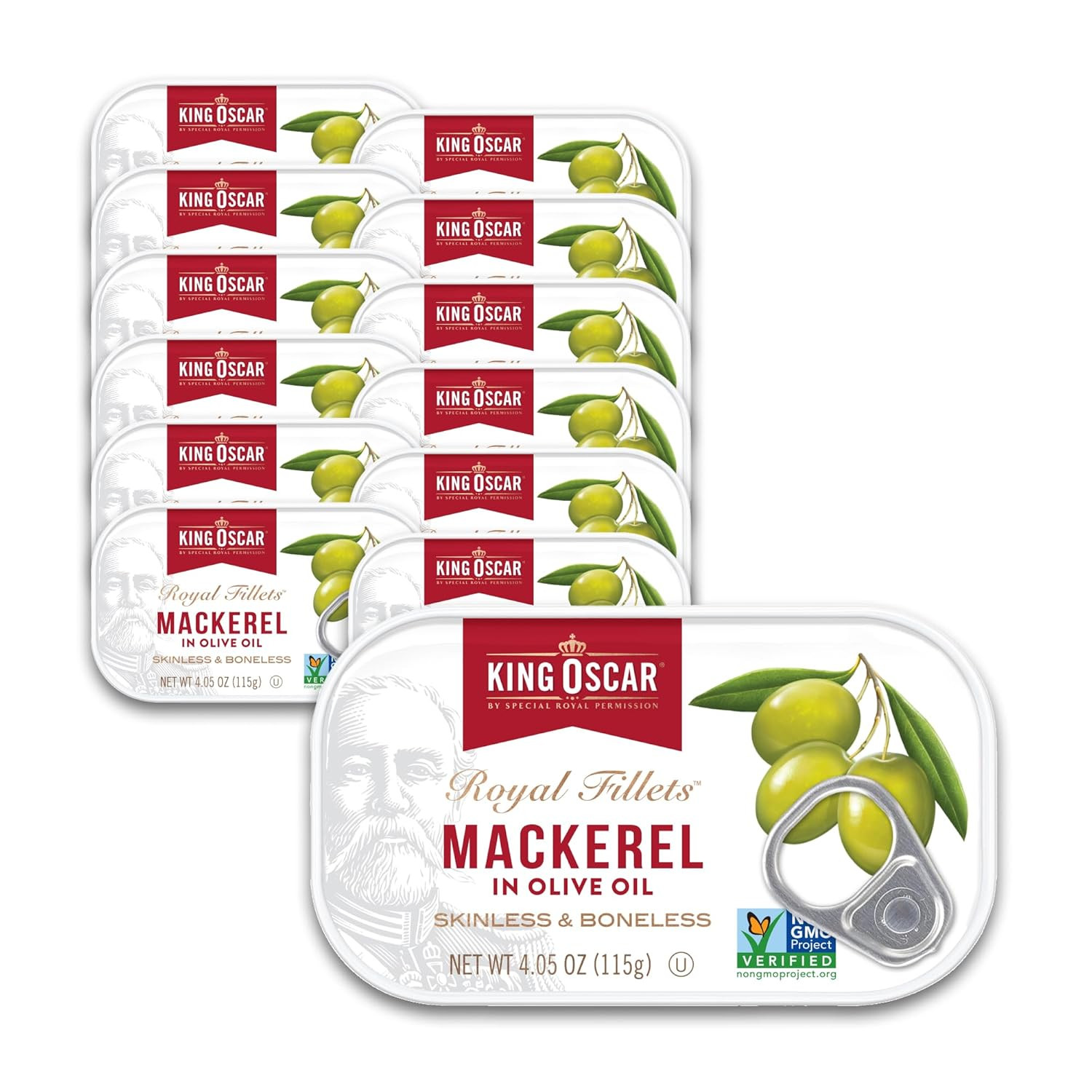 King Oscar Mackerel in Olive Oil,4.05Ounce Can(Pack of 1,3,6,Packaging May Vary