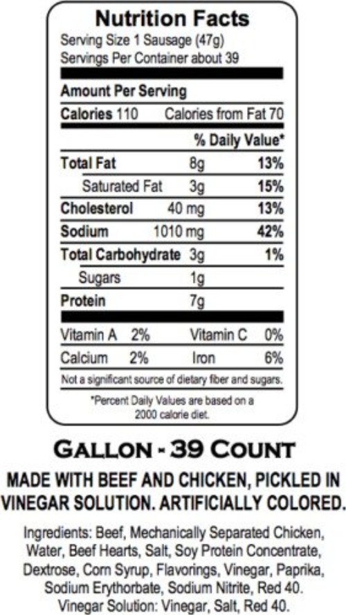 Gourmet Pickled Sausage – 39 Pieces, Beef & Chicken