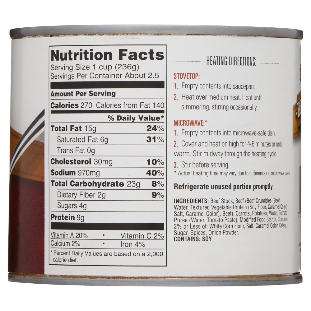(4-pack) Thick Beef Stew, 20-ounce cans – Ready to eat after heating