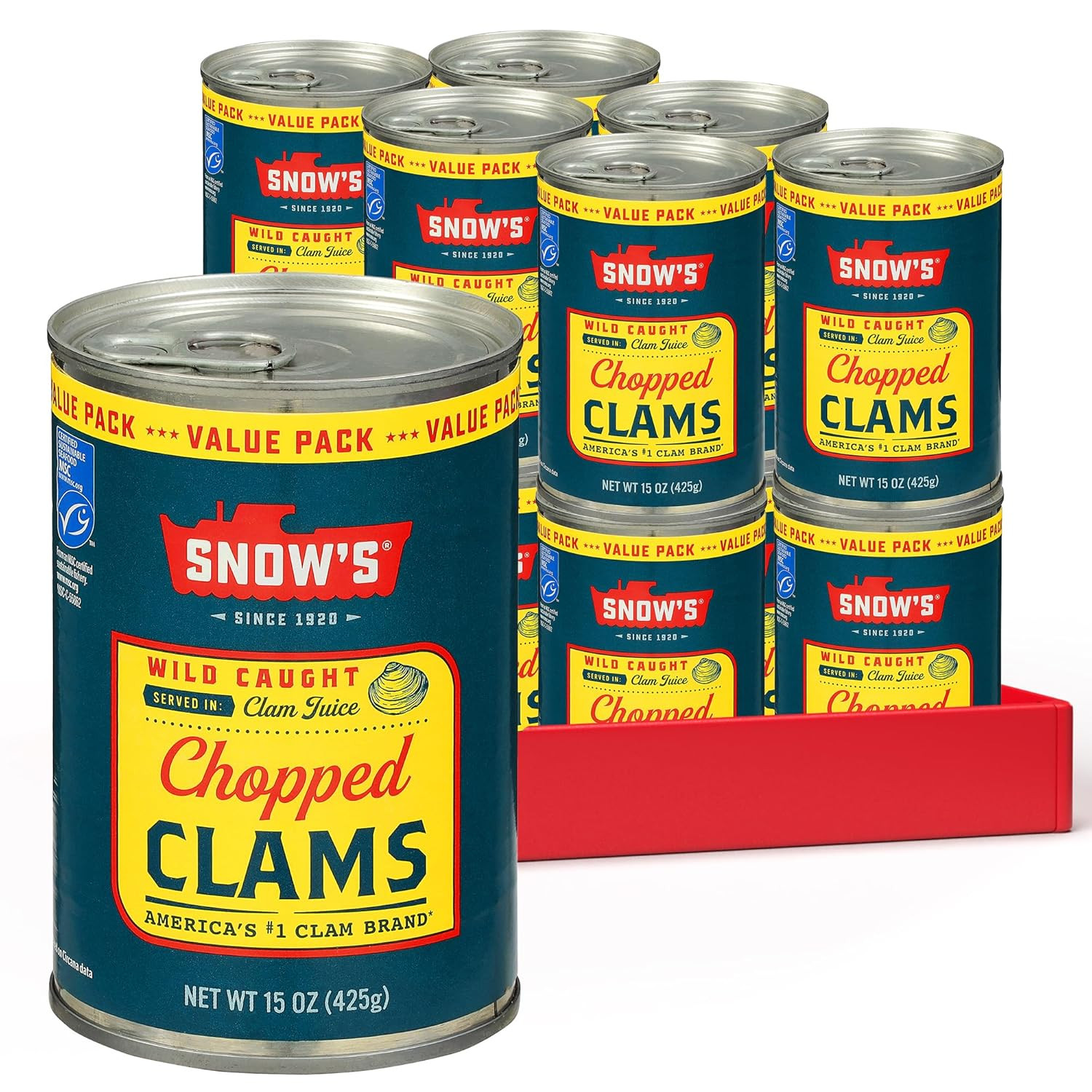 Snow’S Wild Caught Chopped Clams Canned, 15 Oz Can (Pack of 12) – Served in Clam