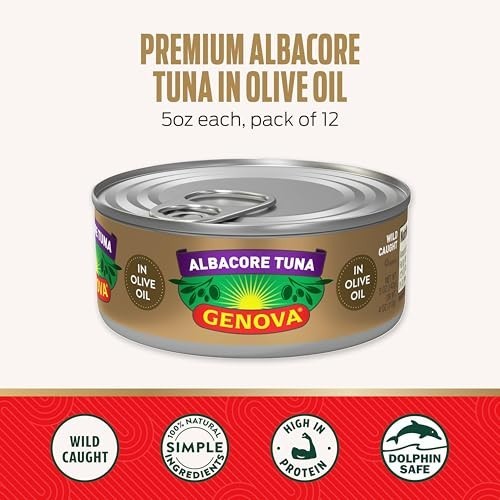 Wild Caught Albacore Tuna in Olive Oil, 5 oz Cans (12 Pack) – Solid White Fish