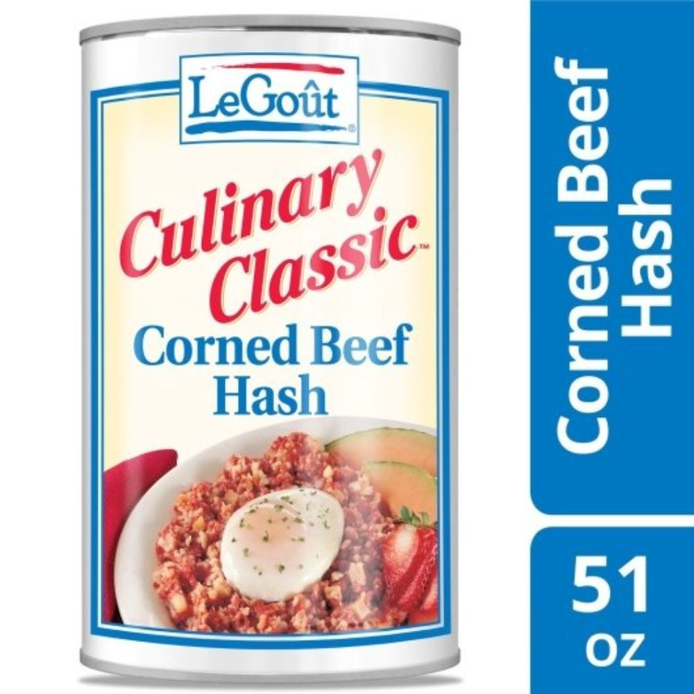 Legout Corned Beef Hash, Heat & Serve Canned Entree, 51 Oz, Pack of 12