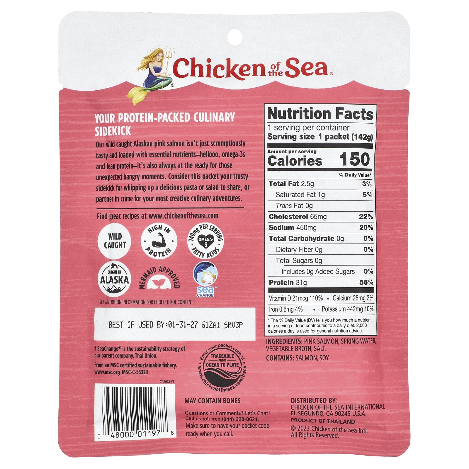 Wild Caught Alaskan Pink Salmon in Spring Water, 5 oz (142 g)