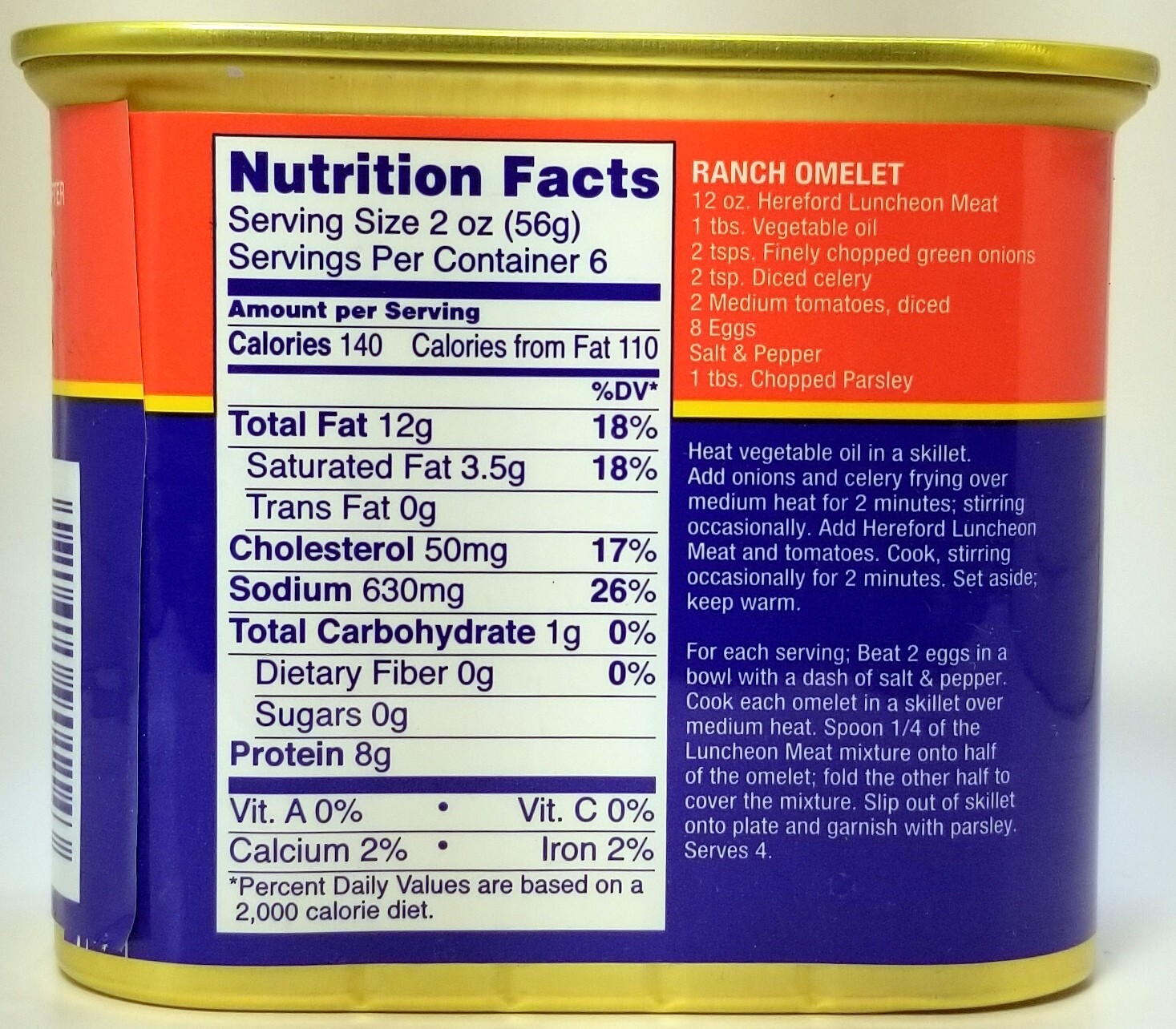 4 CANS Hereford Luncheon Meat w/ Pork & Chicken Smoke Flavor 12 Oz