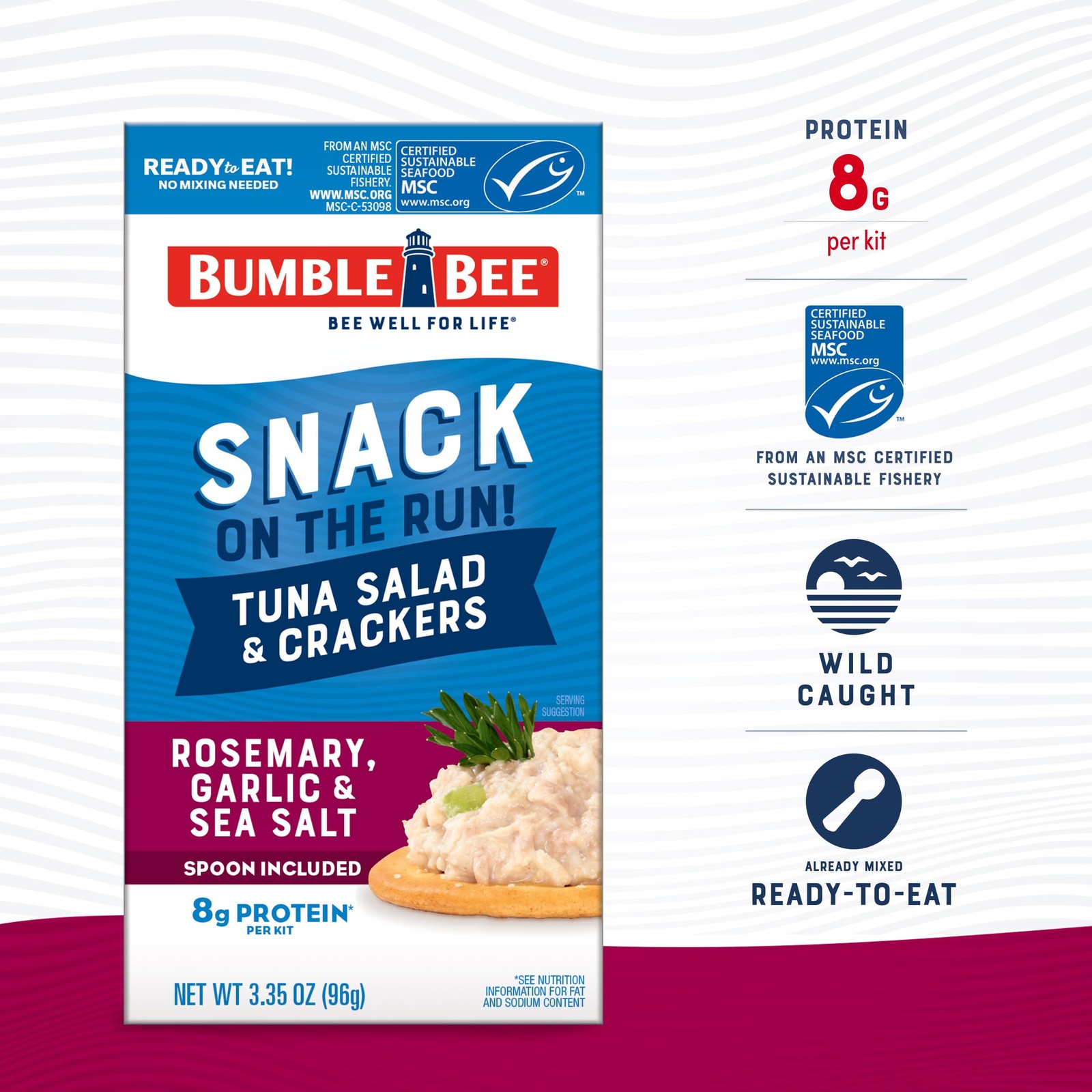 Bumble Bee Snack On The Run Protein Pack, 8g per Box Rosemary, Garlic, Sea S…