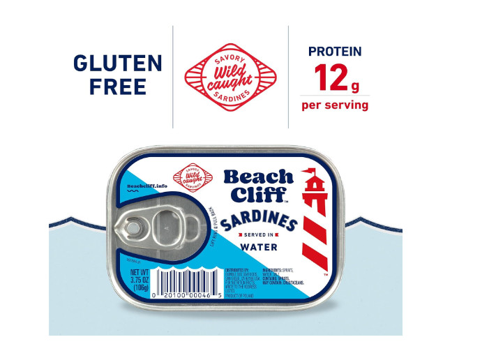 Beach Cliff Sardines in Water, 3.75 oz Can (Pack of 12) – Wild Caught Sardine US
