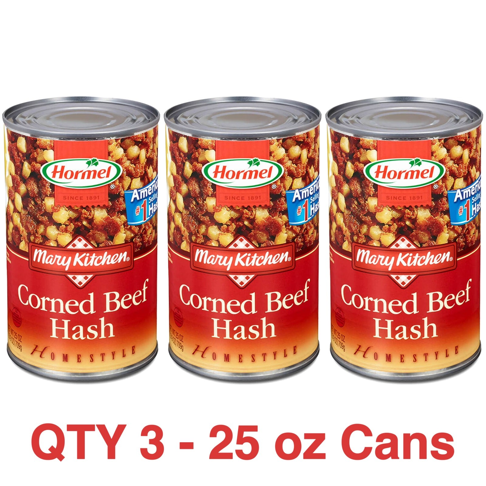 3 Pack Hormel Mary Kitchen Corned Beef Hash Homestyle Fully Cooked 25 oz Cans