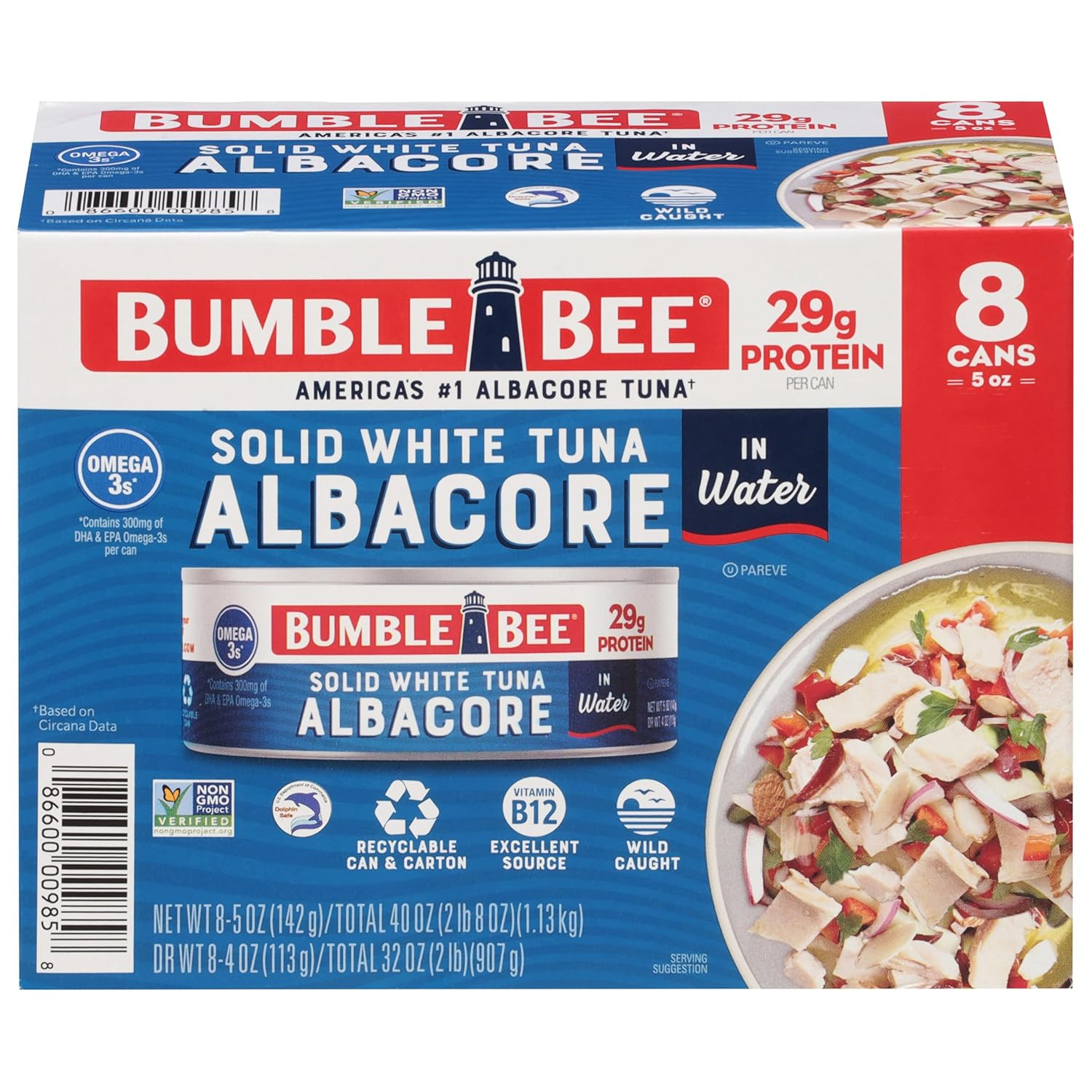 Bumble Bee Solid White Albacore Tuna in Water, 5 Oz Can (Pack of 8) – Wild Caugh
