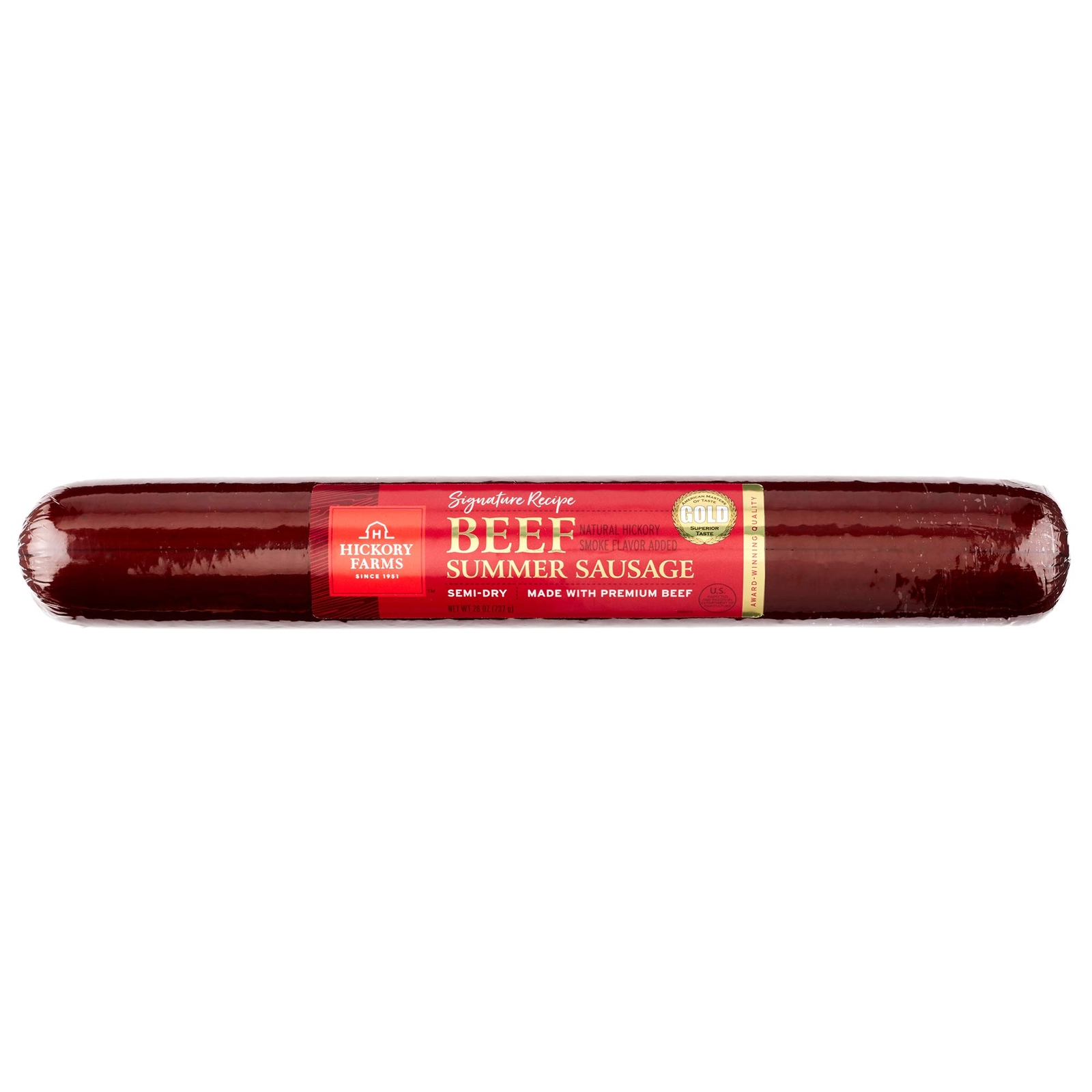 Hickory Farms Party-Size Signature Beef Summer Sausage, 26 ounces Great Snacking