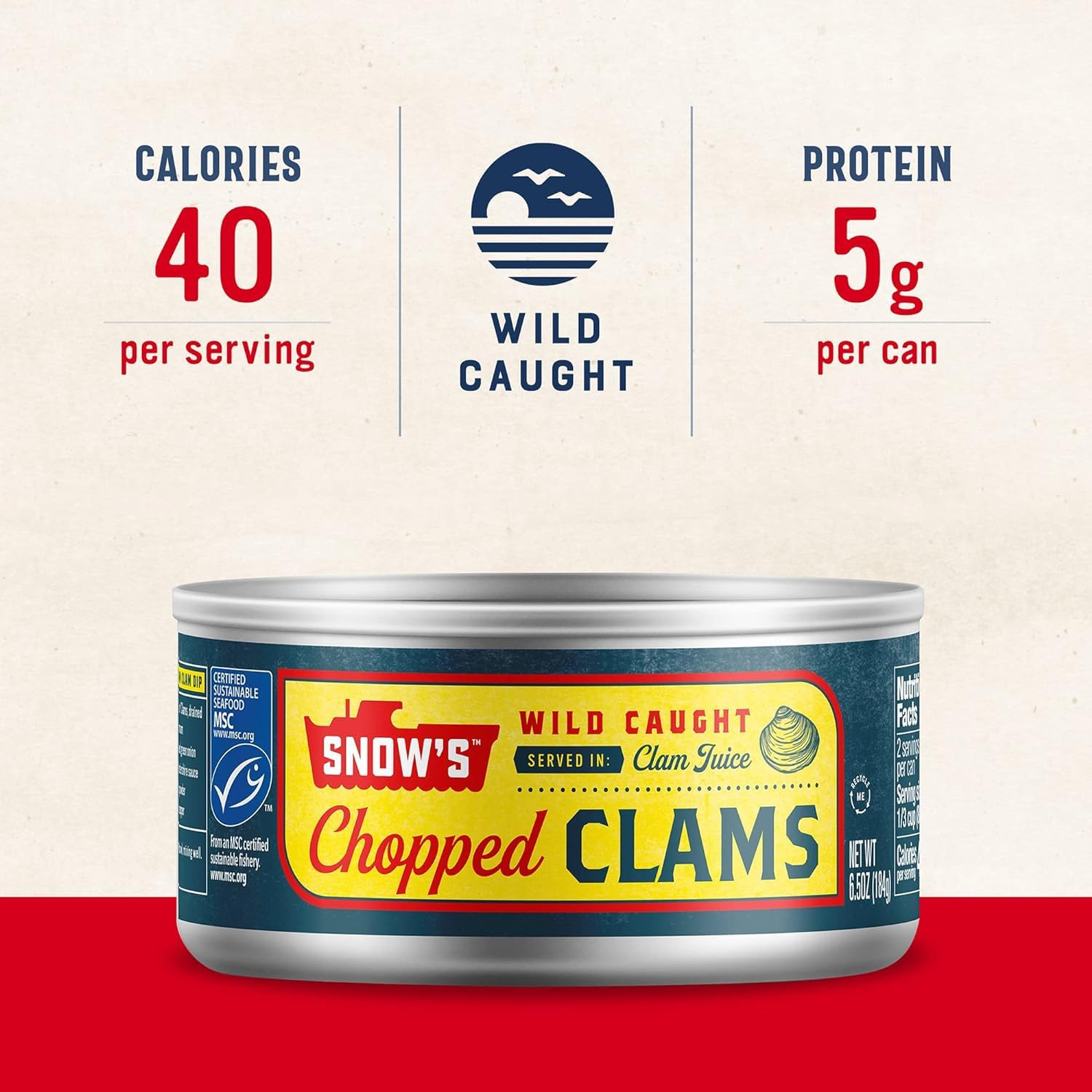 Wild Caught Chopped Clams Canned, 6.5 Ounce (Pack of 12) – 5G Protein per Servin