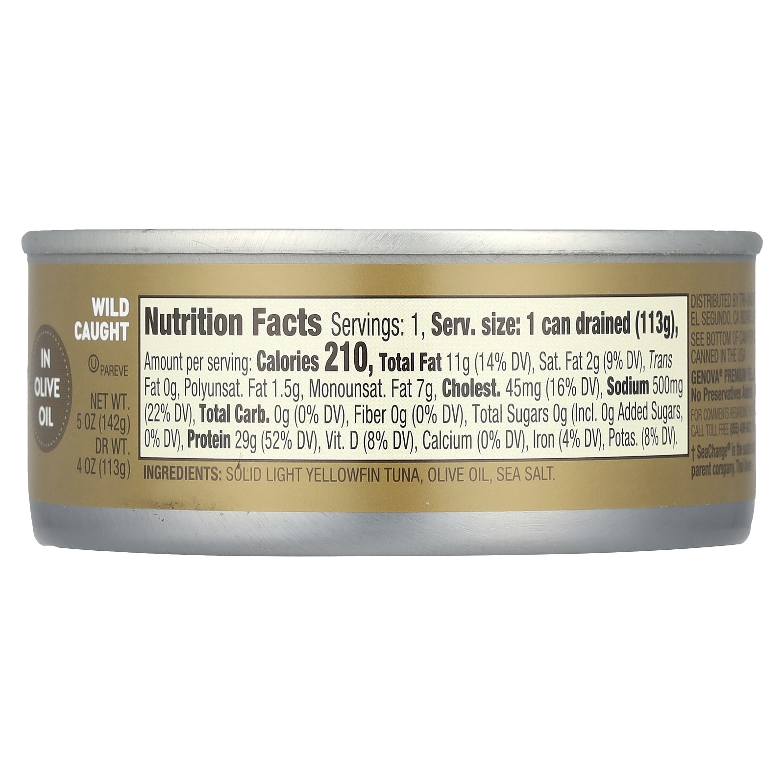Yellowfin Tuna In Olive Oil, 5 oz (142 g)