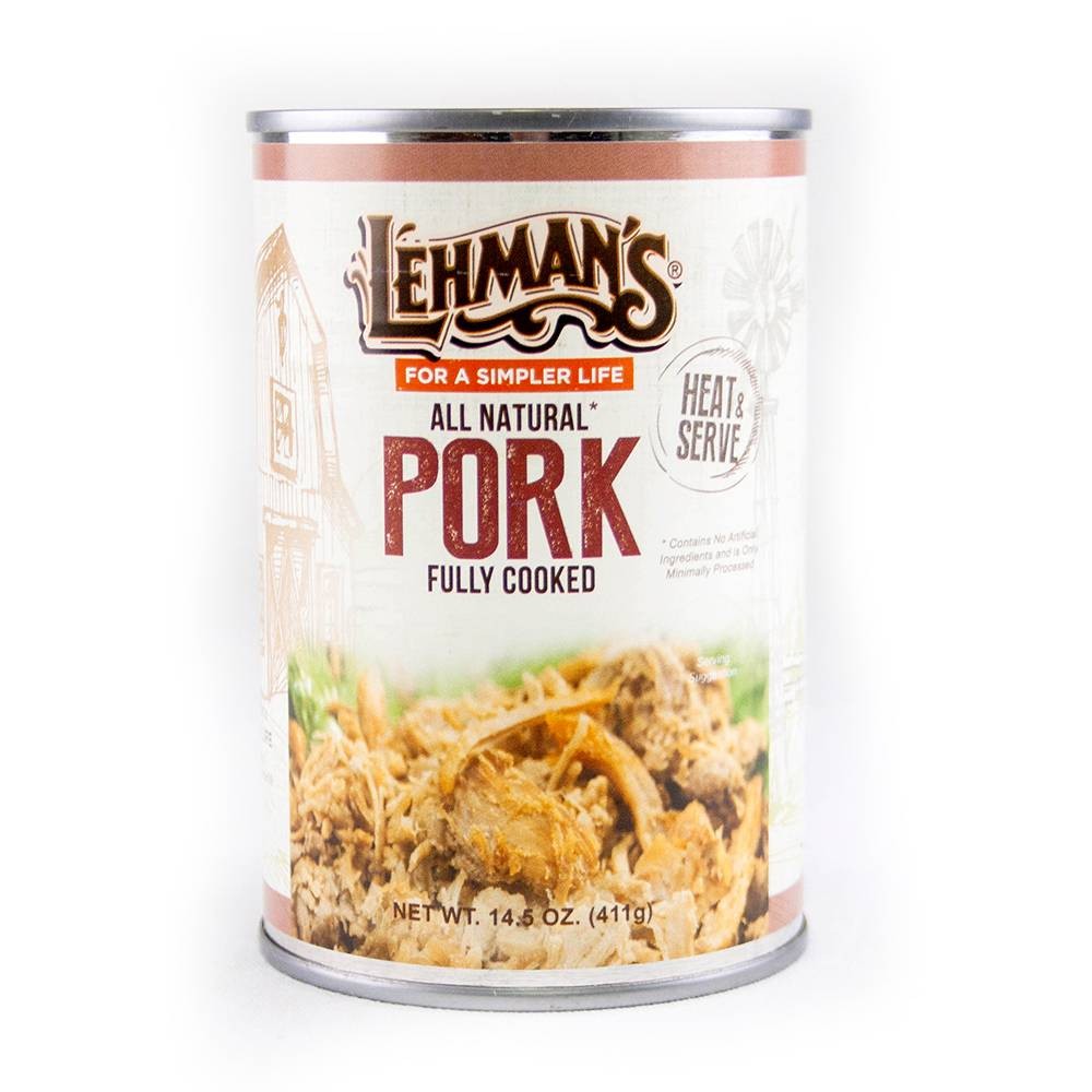 Lehman’s All Natural Canned Meat, USA Made Ready to Eat 14.5 oz Case of 24, Pork