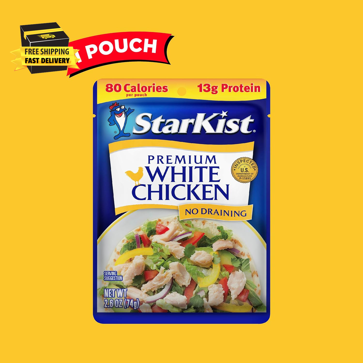 Premium White Chicken – 2.6 Oz Pouch (Pack of 1) ⭐️⭐️⭐️⭐️⭐️