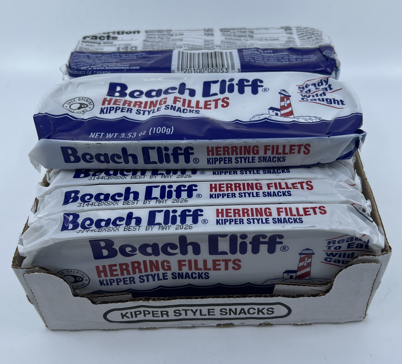 12 Wild Caught Herring Beach Cliff Kippered Snacks 3.53 Oz Can Sardines BB5/2026