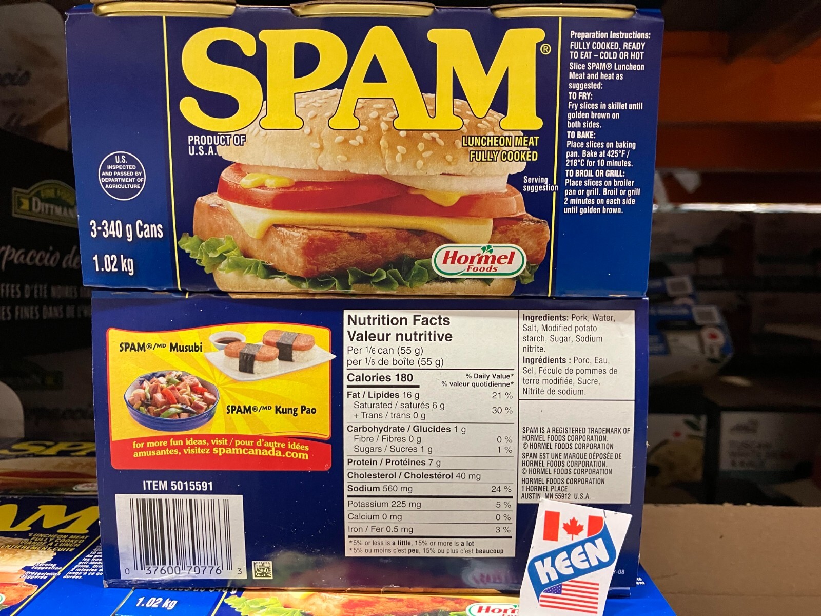 SPAM Luncheon Meat, 3 × 340 g, Exp:2024DE31