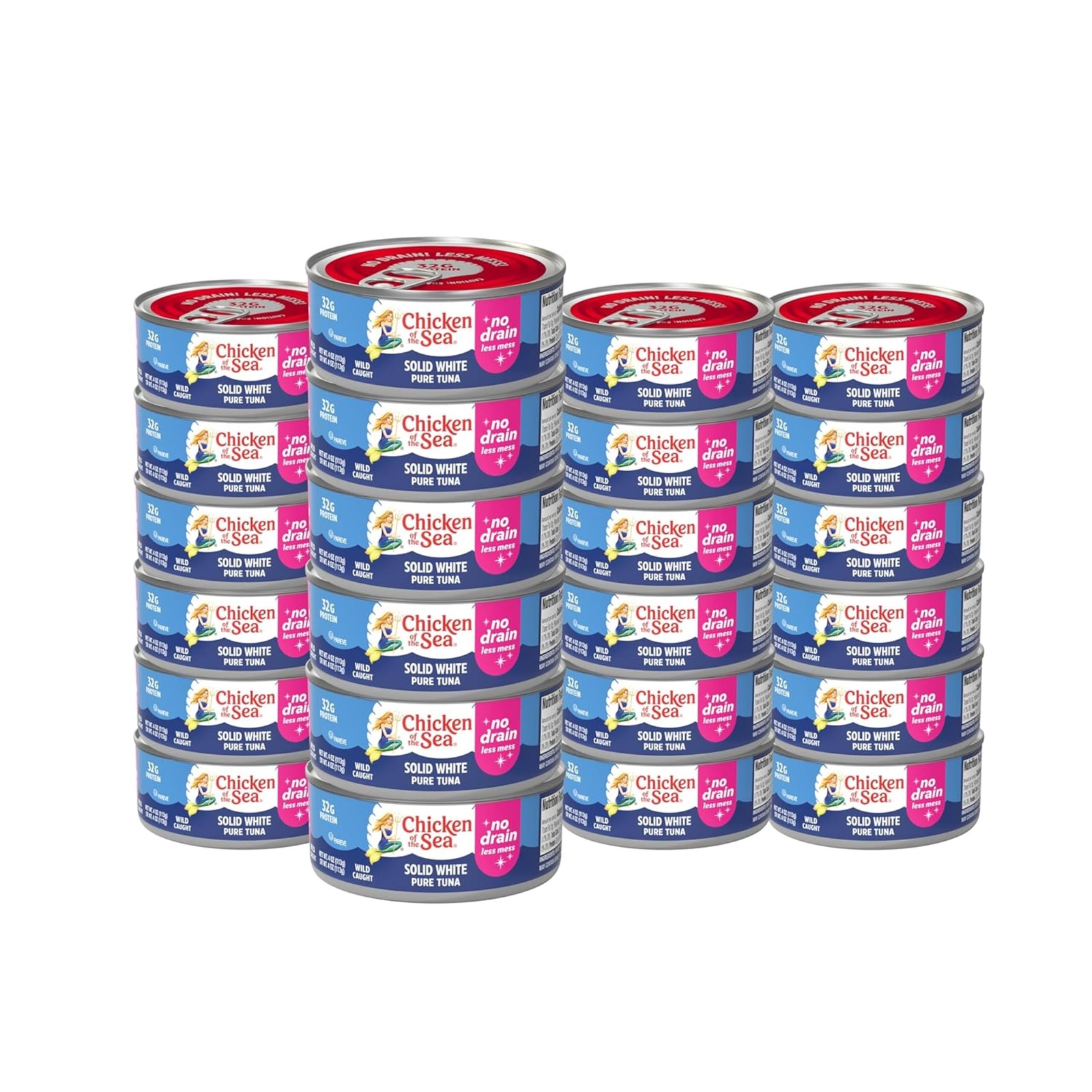 Chicken of the Sea Solid White Pure Albacore Tuna, Wild Caught, No Drain, 4 o…