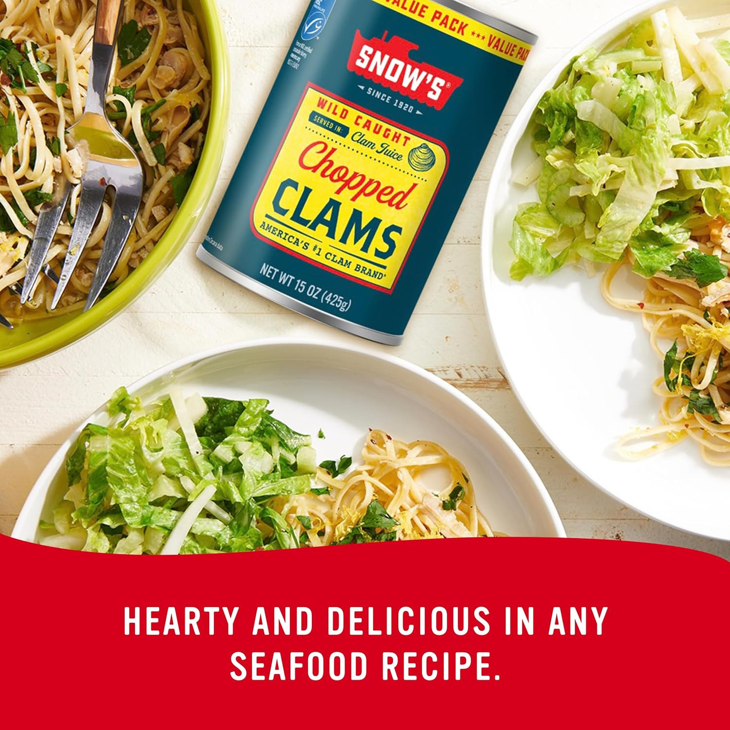Snow’S Wild Caught Chopped Clams Canned, 15 Oz Can (Pack of 12) – Served in Clam