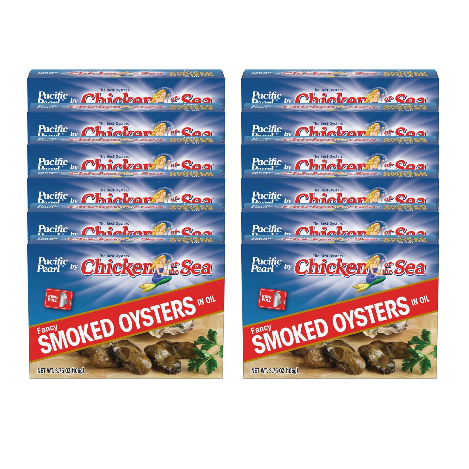 Pacific Pearl Fancy Smoked Oysters in Oil 3.75 oz. Can Pack of 24