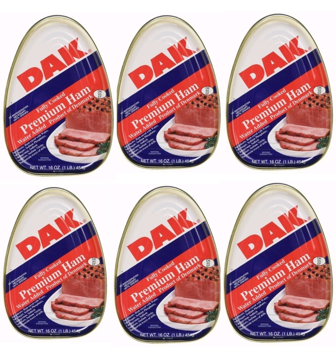 6 PACKS-16 0z DAK Premium Ham Fully Cooked water added Ready to eat Picnic Food