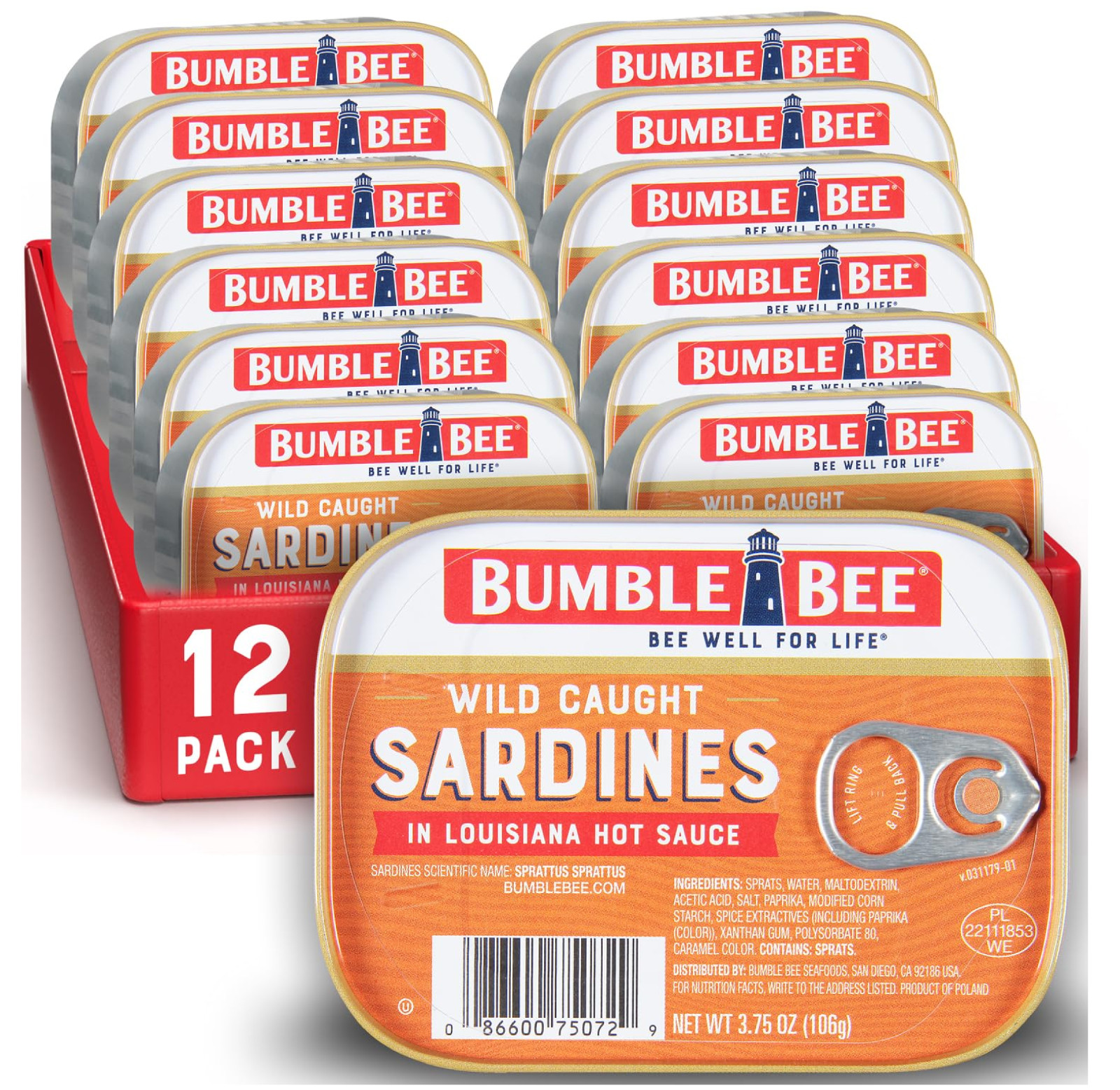 Bumble Bee Sardines in Louisiana Hot Sauce 3.75 oz Tin (Pack of 12) – Wild Ca…