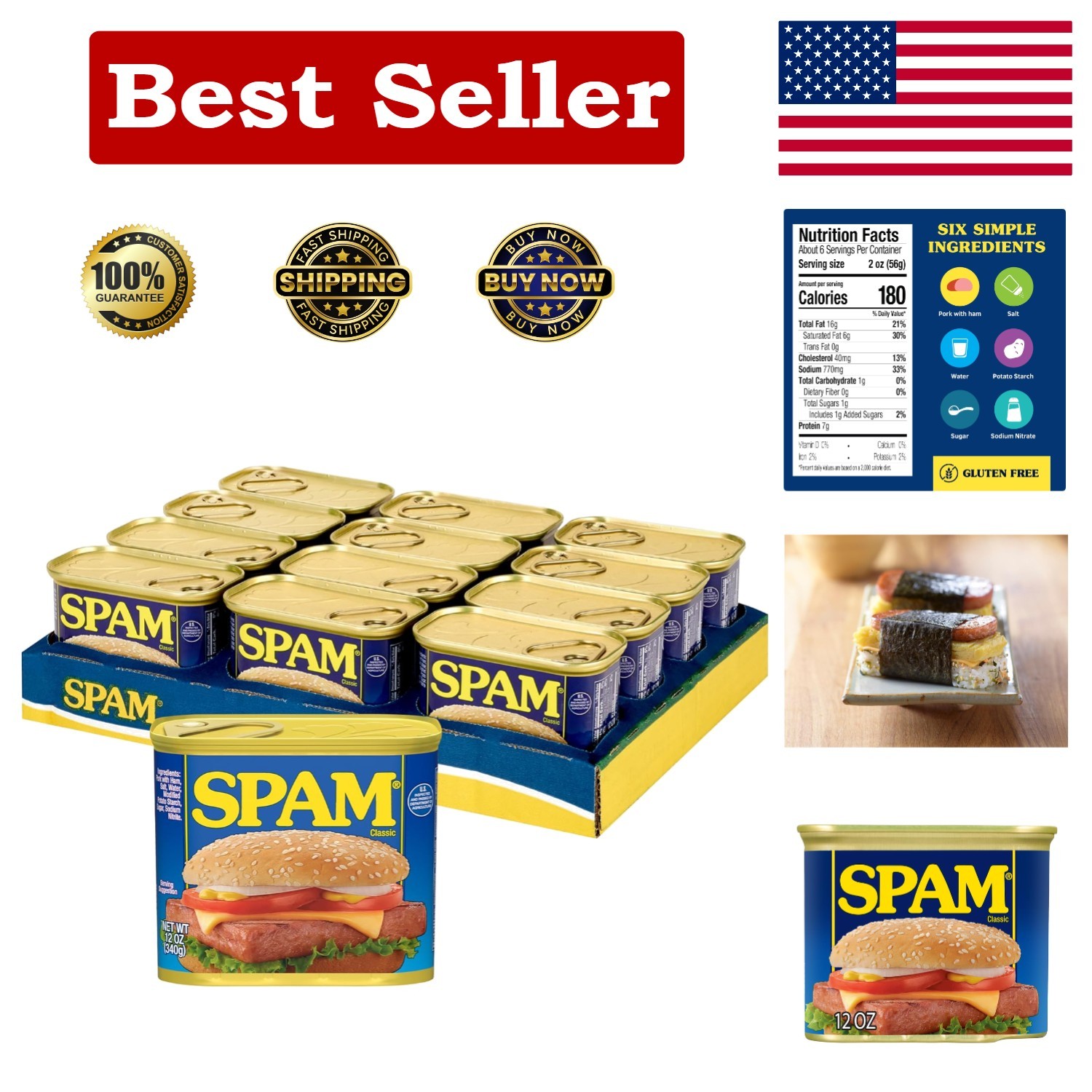 Classic Canned Meat, 12 oz Can 12-Pack – Convenient and Versatile Meal Solution