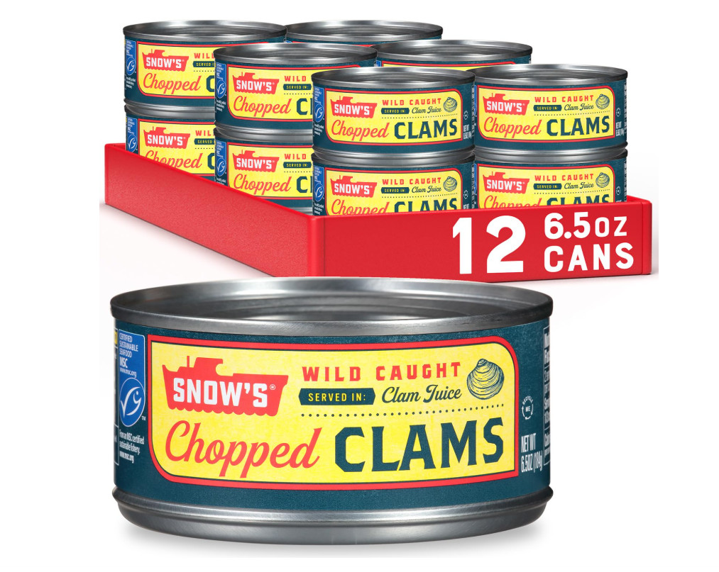 Snow’s Wild Caught Chopped Clams Canned, 6.5 oz Can (Pack of 12) – 5g Protein Pe