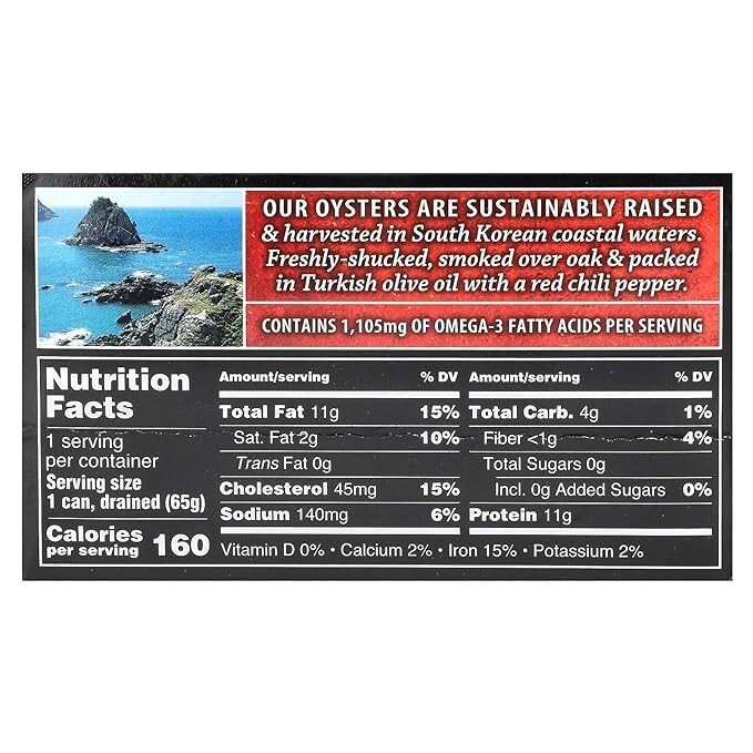 2 PACK-Crown Prince Smoked Oysters With Red Chili Pepper 3 Oz