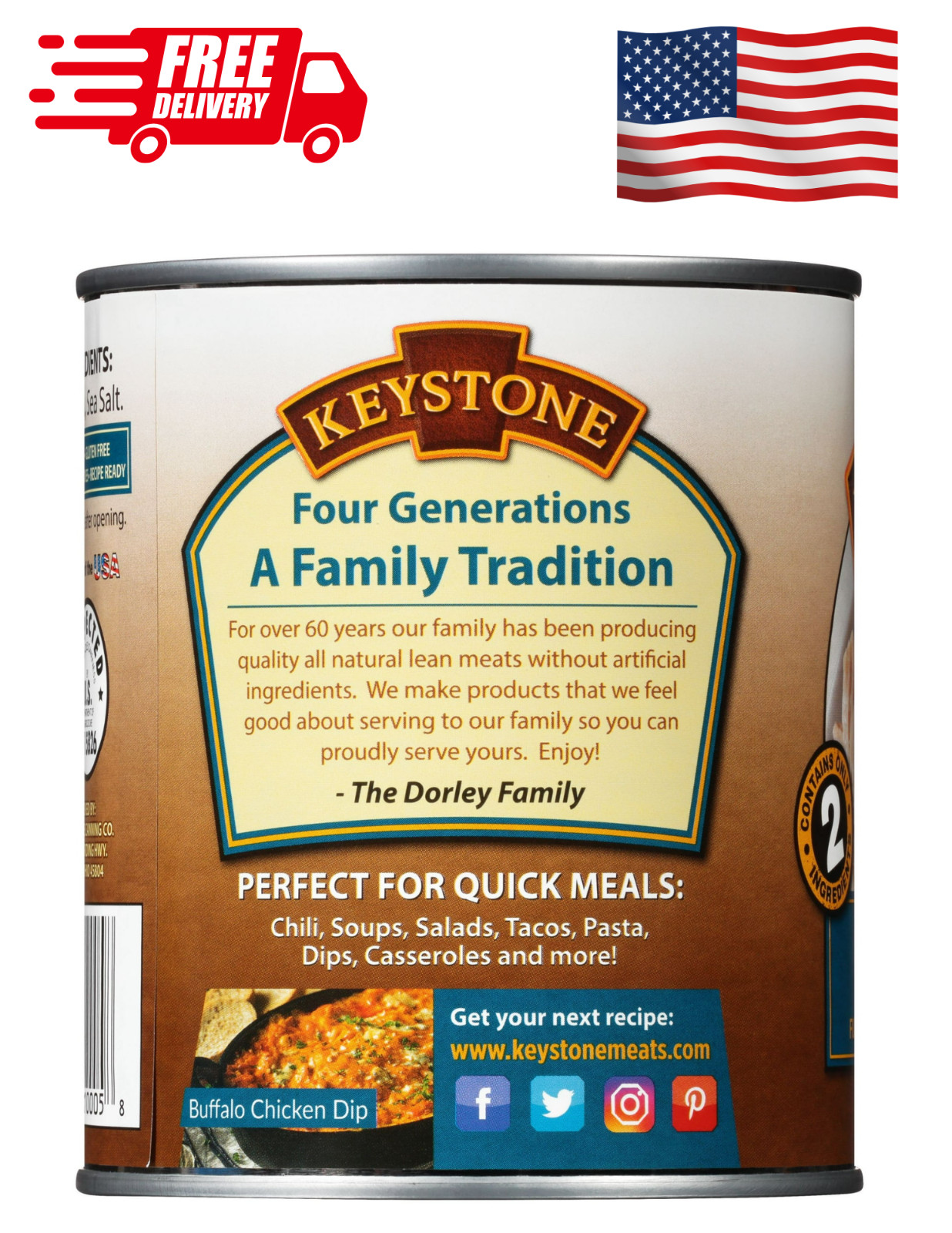 Keystone All Natural Canned Chicken Fully Cooked 28 Oz No Water Added